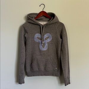 TNA Hoodie in Heather Grey with Large Front Lavendar Embroidered TNA Logo XXS